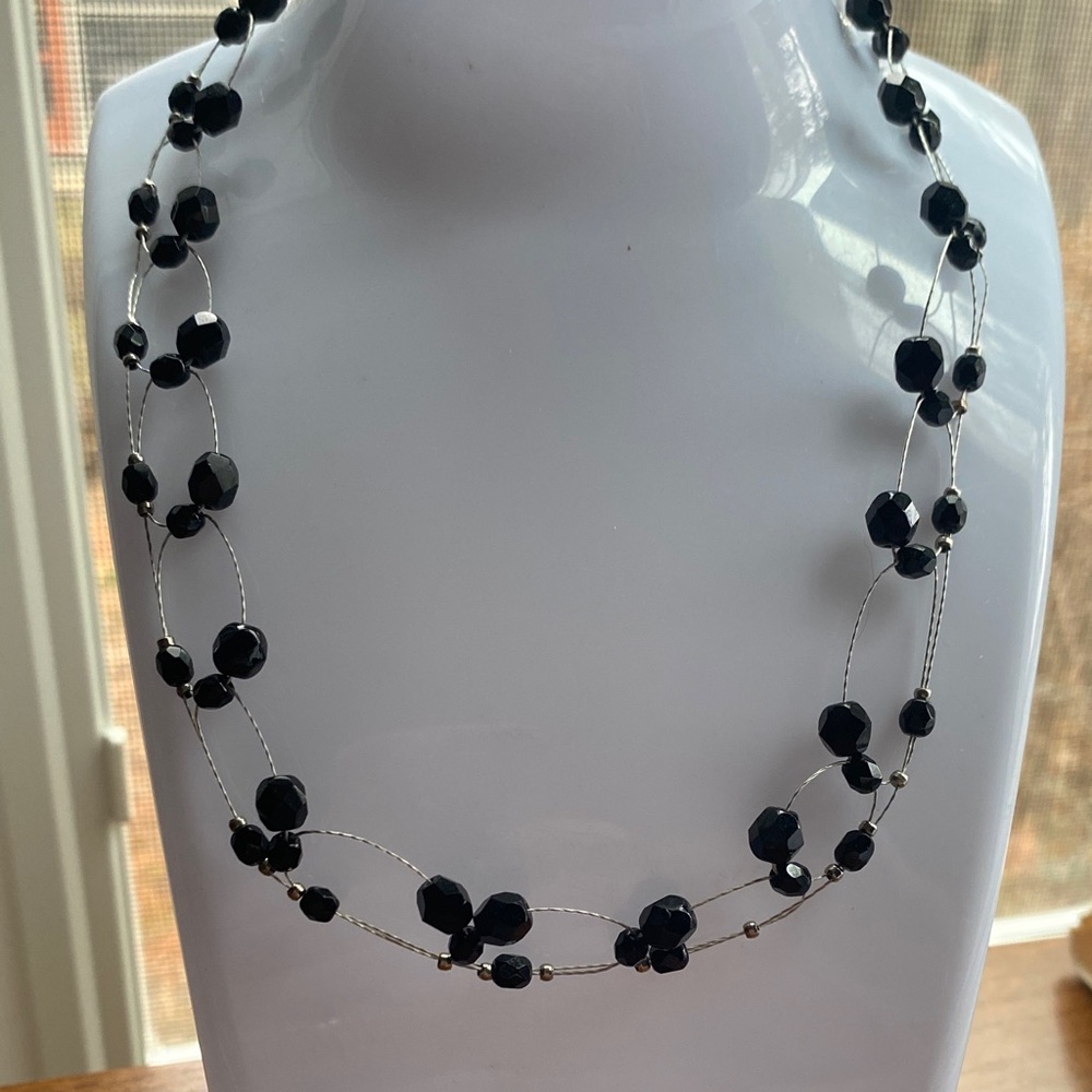 Crystal faceted Black Beaded adjustable Necklace